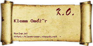 Klemm Omár névjegykártya